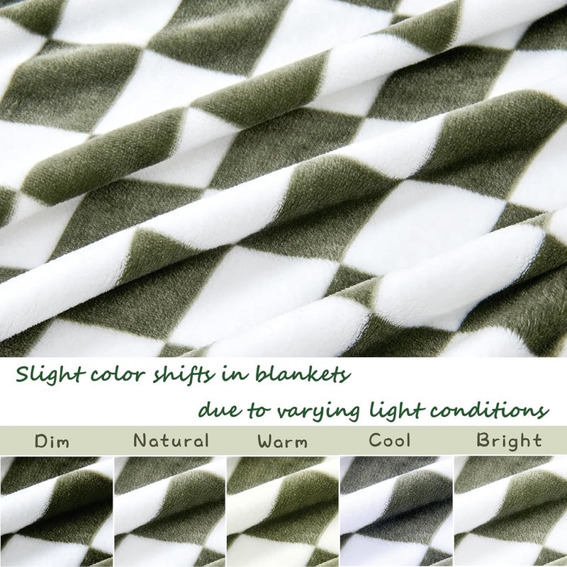 Yurhap Checkered Baby Blanket Fleece Baby Blankets for Boys, Ultra Soft Cozy Fluffy Infant Toddler Newborn Receiving Blankets for Crib Stroller, 30''x40'', Dark Olive - Image 5